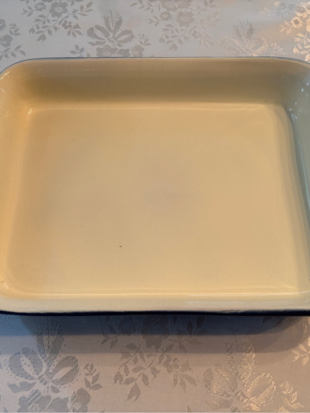Blue/Cream Rectangle Terracotta Casserole Made In Italy 12.5 x 9.5